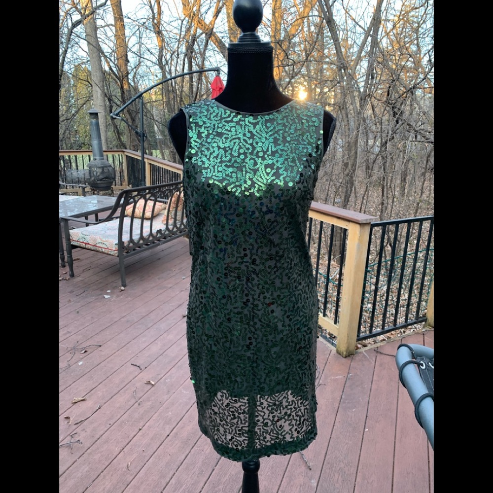 NWT Jessica Simpson Dark Green Sequin Dress - Picture 1 of 5